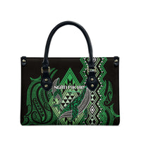 Aotearoa Iwi Ngati Pikiao Leather Bag NZ Maori Humpback Whale Taniko Motifs