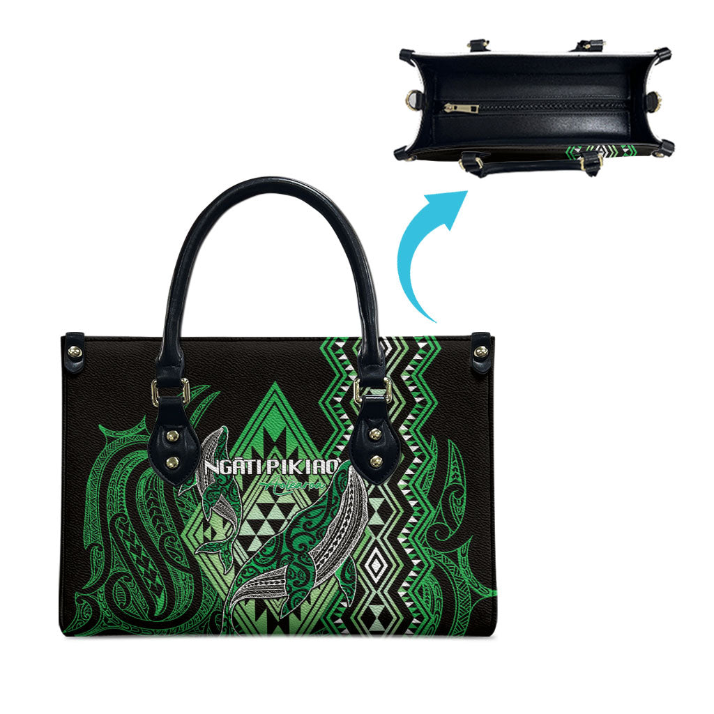 Aotearoa Iwi Ngati Pikiao Leather Bag NZ Maori Humpback Whale Taniko Motifs