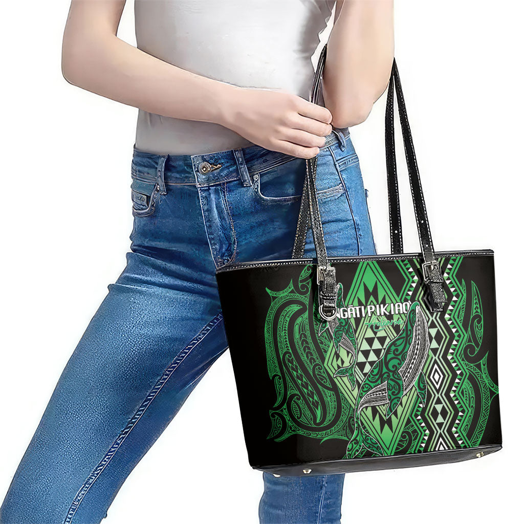 Aotearoa Iwi Ngati Pikiao Leather Tote Bag NZ Maori Humpback Whale Taniko Motifs