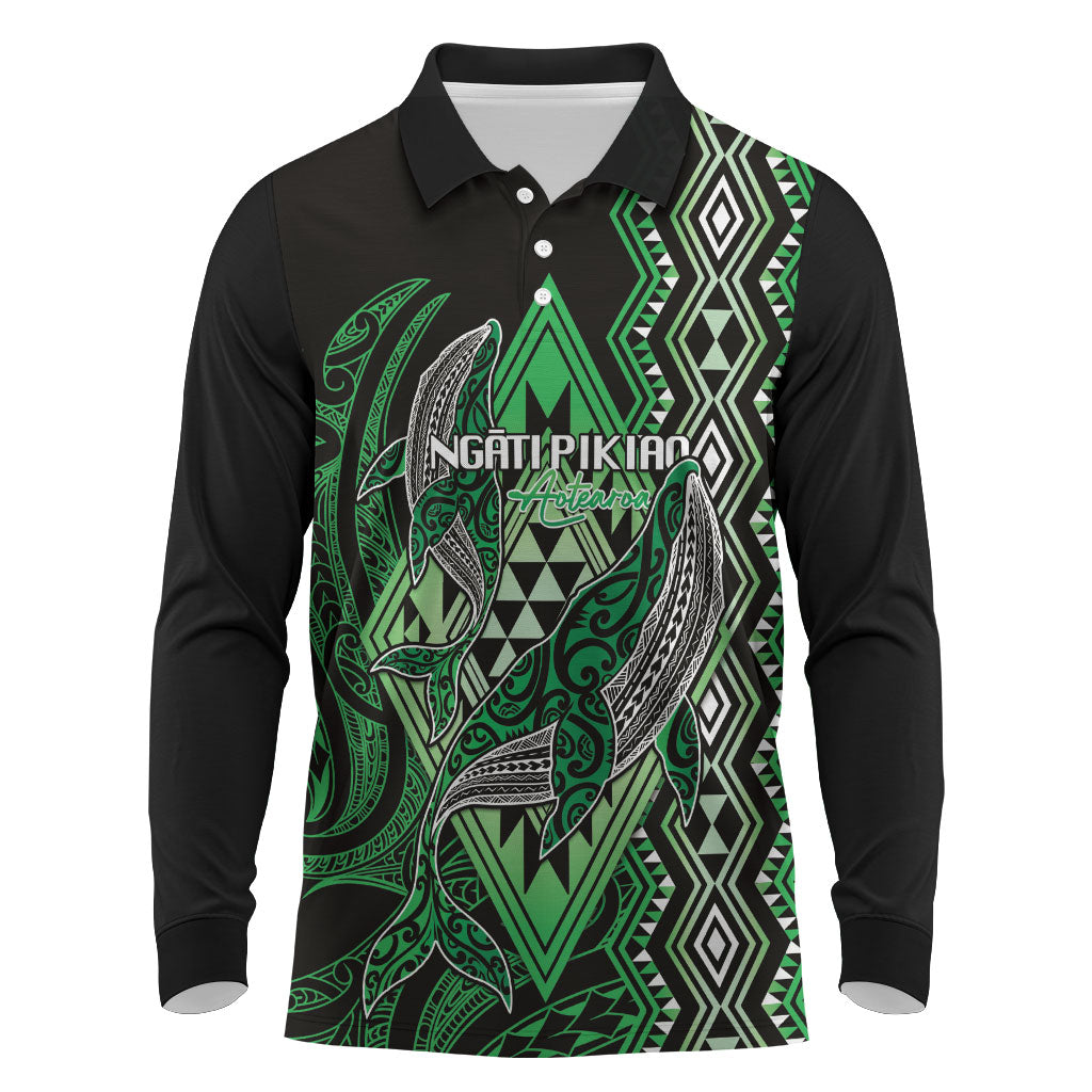 Aotearoa Iwi Ngati Pikiao Personalised Long Sleeve Polo Shirt NZ Maori Humpback Whale Taniko Motifs