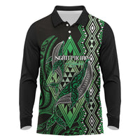 Aotearoa Iwi Ngati Pikiao Personalised Long Sleeve Polo Shirt NZ Maori Humpback Whale Taniko Motifs