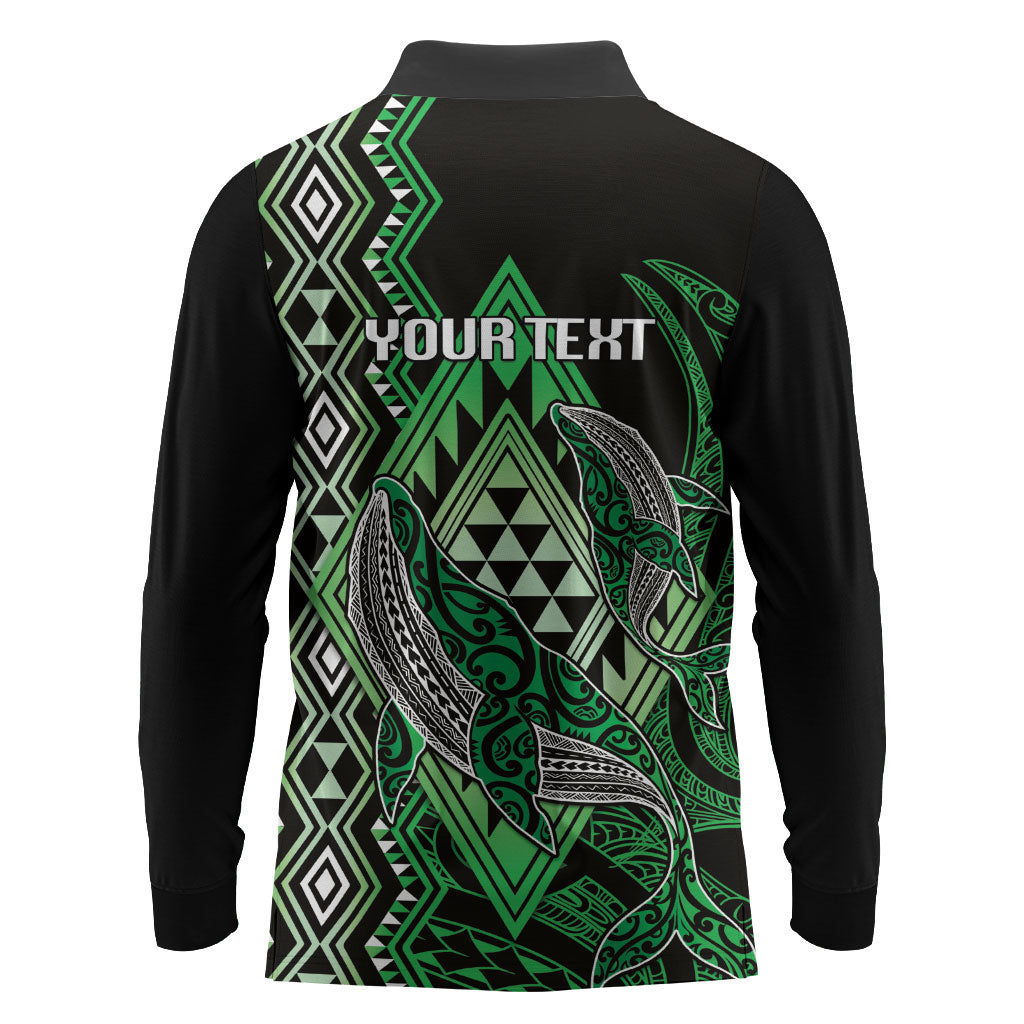 Aotearoa Iwi Ngati Pikiao Personalised Long Sleeve Polo Shirt NZ Maori Humpback Whale Taniko Motifs
