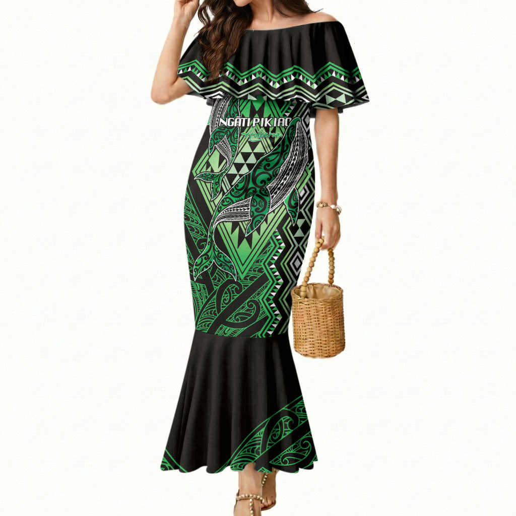 Aotearoa Iwi Ngati Pikiao Personalised Mermaid Dress NZ Maori Humpback Whale Taniko Motifs