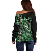 Aotearoa Iwi Ngati Pikiao Personalised Off Shoulder Sweater NZ Maori Humpback Whale Taniko Motifs