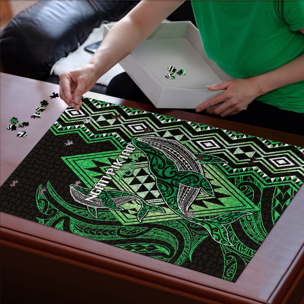 Aotearoa Iwi Ngati Pikiao Puzzle NZ Maori Humpback Whale Taniko Motifs