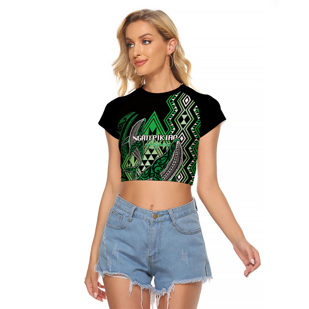 Aotearoa Iwi Ngati Pikiao Personalised Raglan Cropped T Shirt NZ Maori Humpback Whale Taniko Motifs