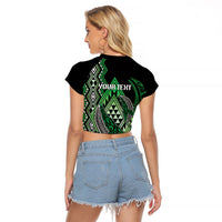 Aotearoa Iwi Ngati Pikiao Personalised Raglan Cropped T Shirt NZ Maori Humpback Whale Taniko Motifs