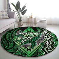 Aotearoa Iwi Ngati Pikiao Round Carpet NZ Maori Humpback Whale Taniko Motifs