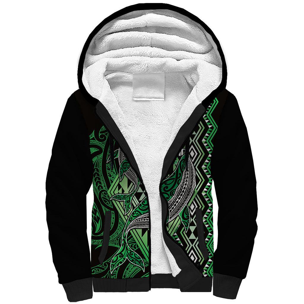 Aotearoa Iwi Ngati Pikiao Personalised Sherpa Hoodie NZ Maori Humpback Whale Taniko Motifs