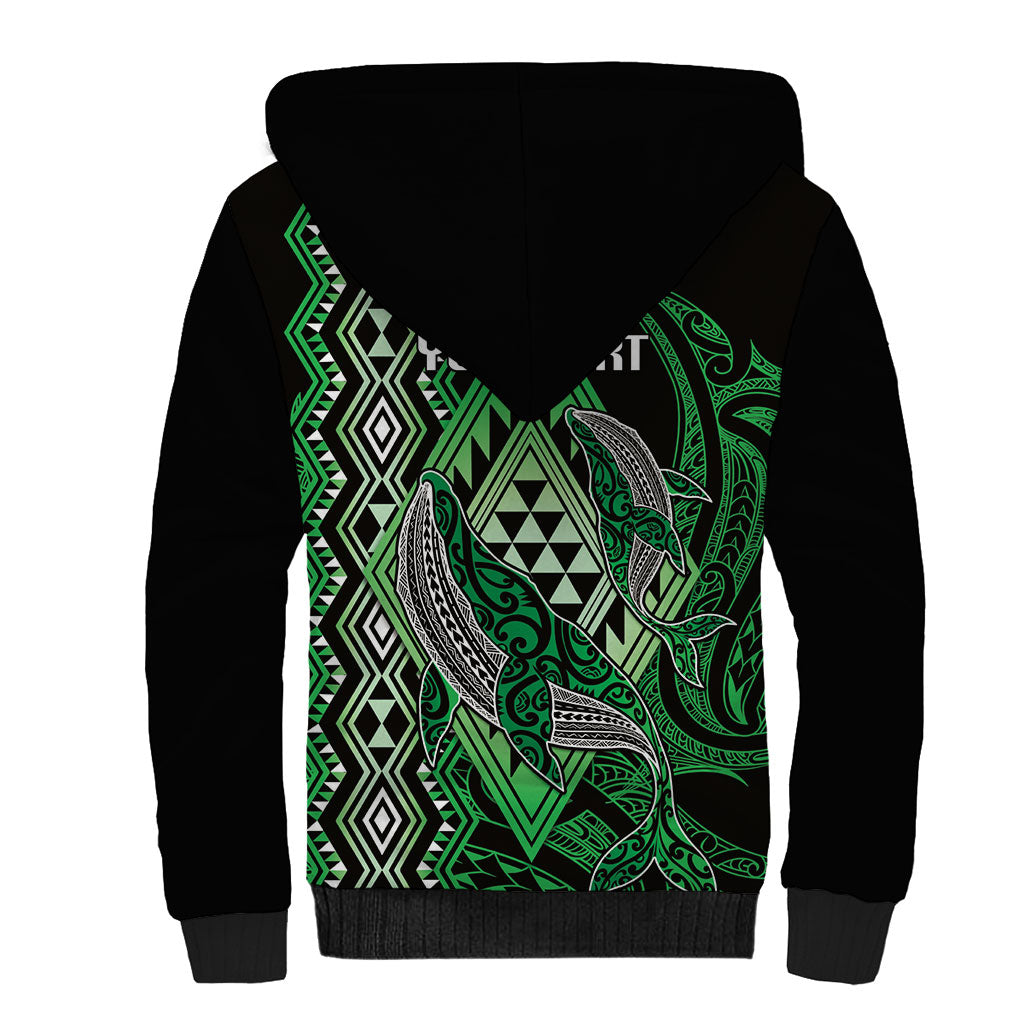 Aotearoa Iwi Ngati Pikiao Personalised Sherpa Hoodie NZ Maori Humpback Whale Taniko Motifs