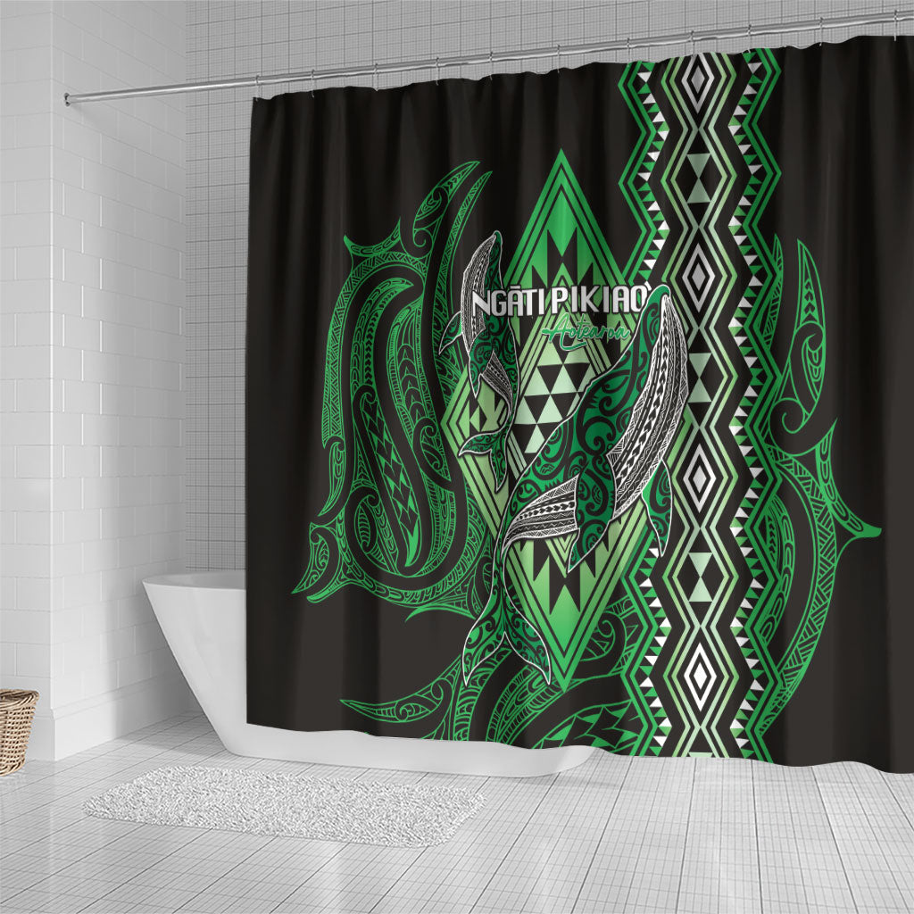 Aotearoa Iwi Ngati Pikiao Shower Curtain NZ Maori Humpback Whale Taniko Motifs