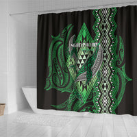 Aotearoa Iwi Ngati Pikiao Shower Curtain NZ Maori Humpback Whale Taniko Motifs