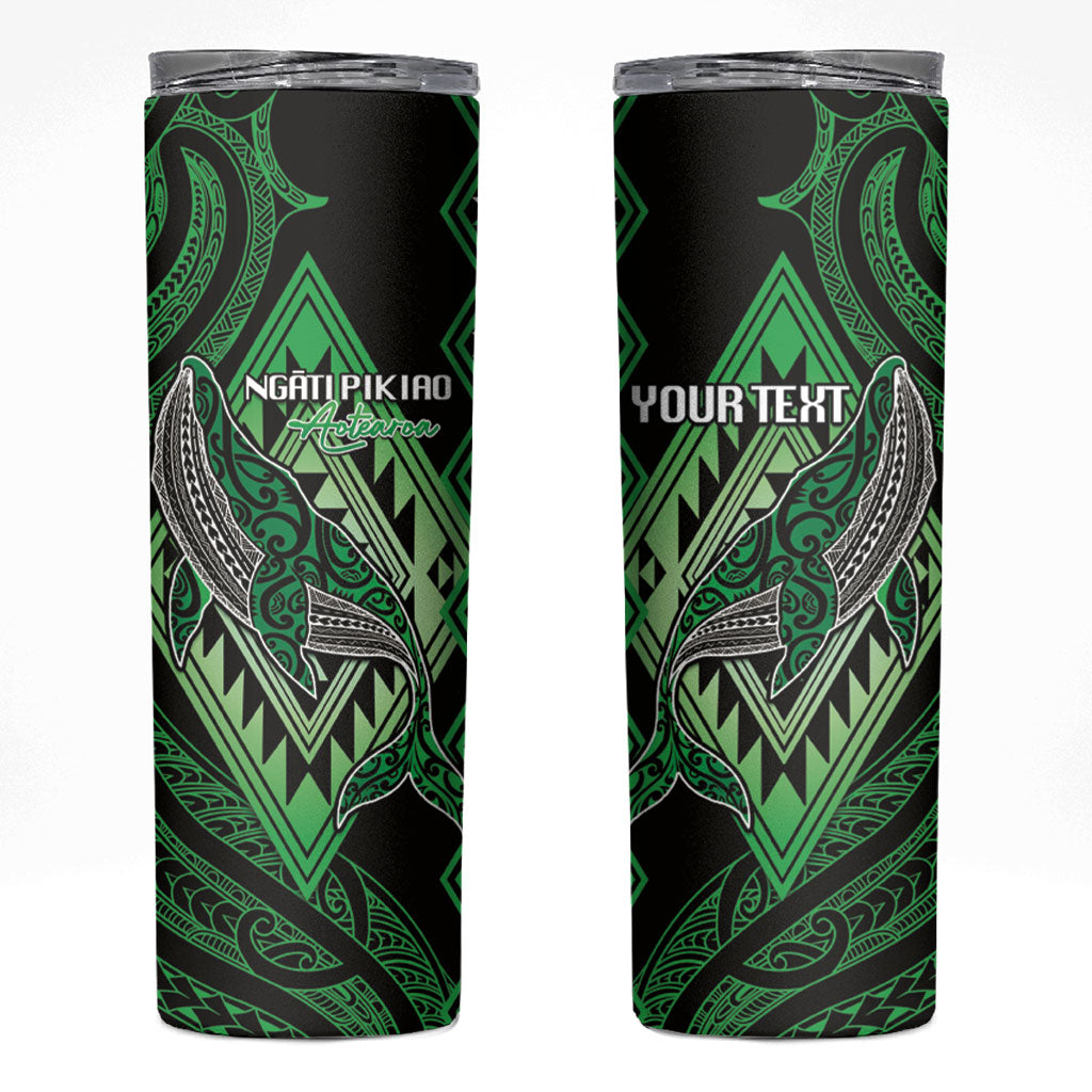 Aotearoa Iwi Ngati Pikiao Personalised Skinny Tumbler NZ Maori Humpback Whale Taniko Motifs
