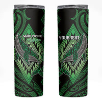 Aotearoa Iwi Ngati Pikiao Personalised Skinny Tumbler NZ Maori Humpback Whale Taniko Motifs