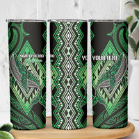 Aotearoa Iwi Ngati Pikiao Personalised Skinny Tumbler NZ Maori Humpback Whale Taniko Motifs