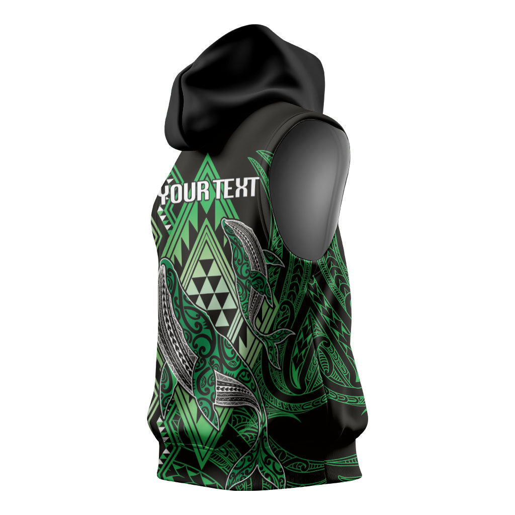 Aotearoa Iwi Ngati Pikiao Personalised Sleeveless Hoodie NZ Maori Humpback Whale Taniko Motifs