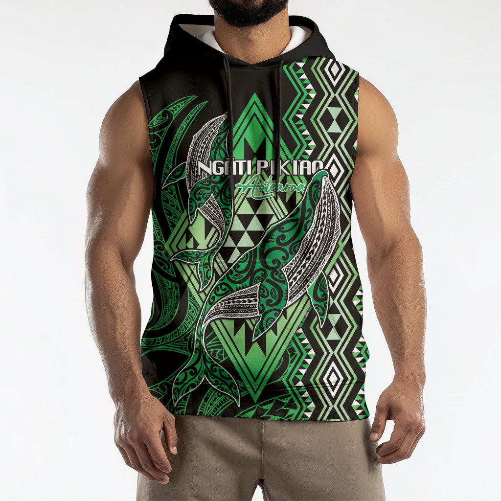 Aotearoa Iwi Ngati Pikiao Personalised Sleeveless Hoodie NZ Maori Humpback Whale Taniko Motifs