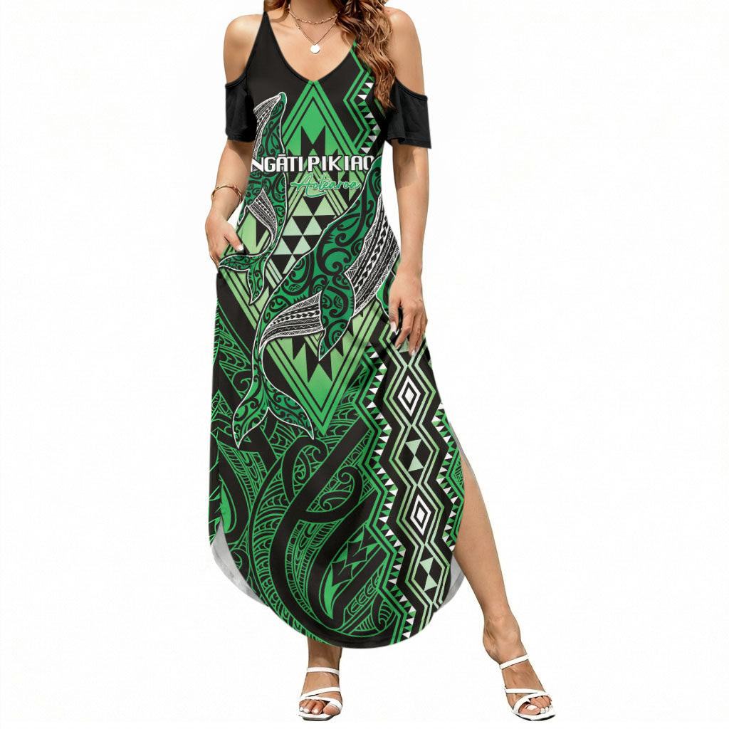 Aotearoa Iwi Ngati Pikiao Personalised Summer Maxi Dress NZ Maori Humpback Whale Taniko Motifs