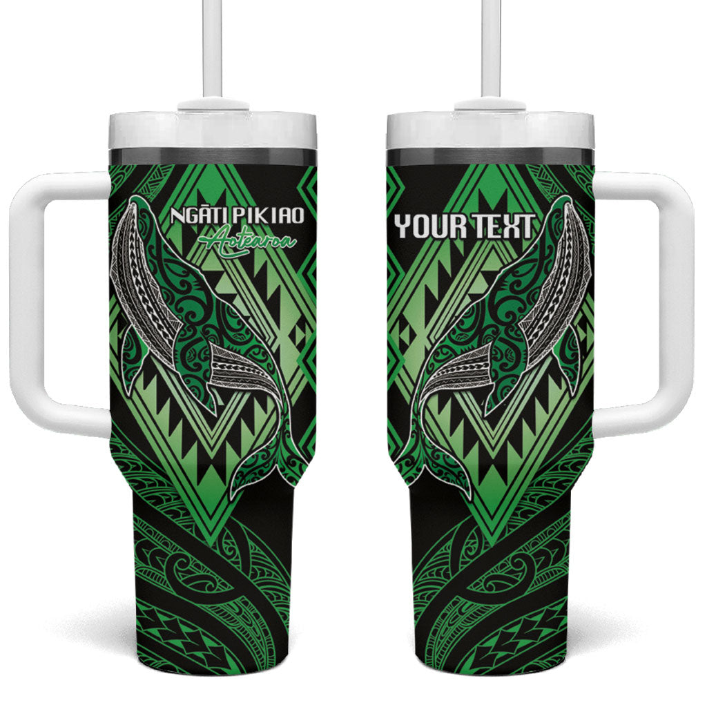 Aotearoa Iwi Ngati Pikiao Personalised Tumbler With Handle NZ Maori Humpback Whale Taniko Motifs