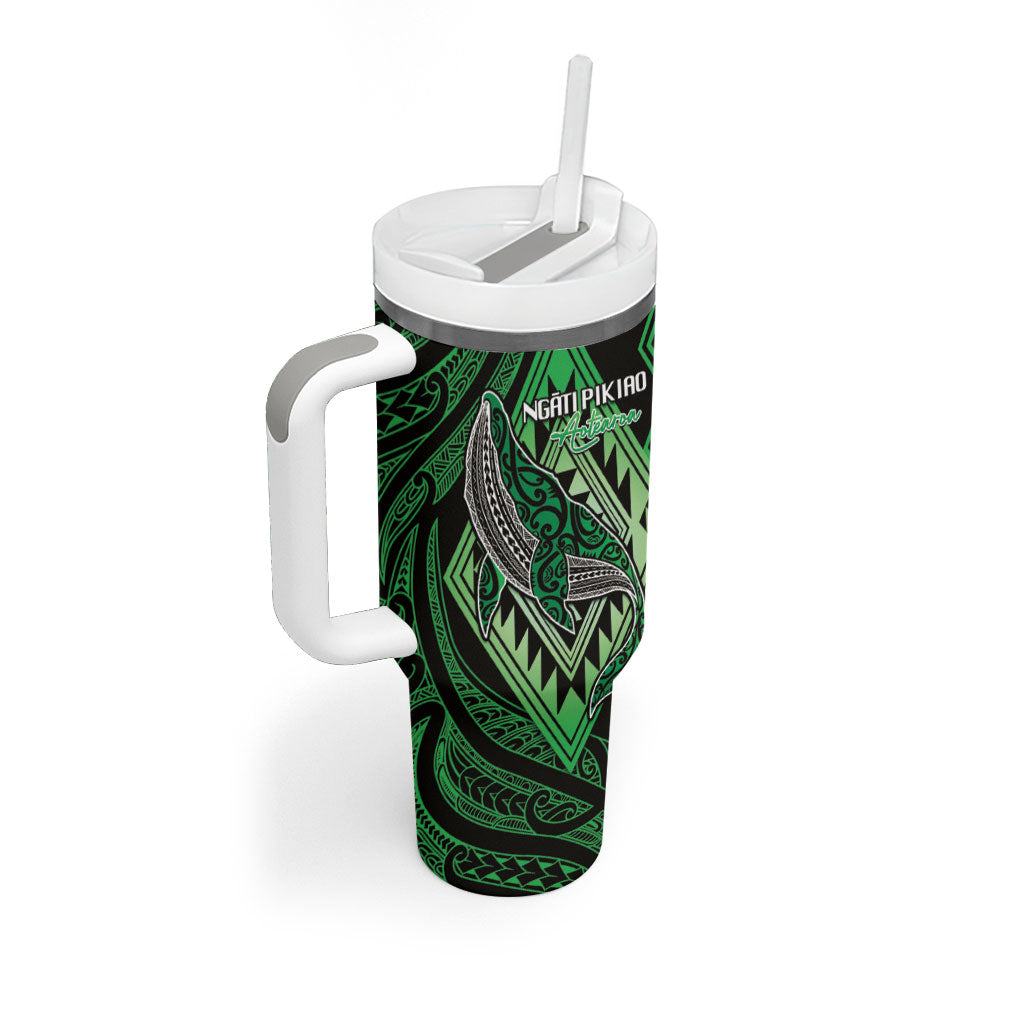 Aotearoa Iwi Ngati Pikiao Personalised Tumbler With Handle NZ Maori Humpback Whale Taniko Motifs