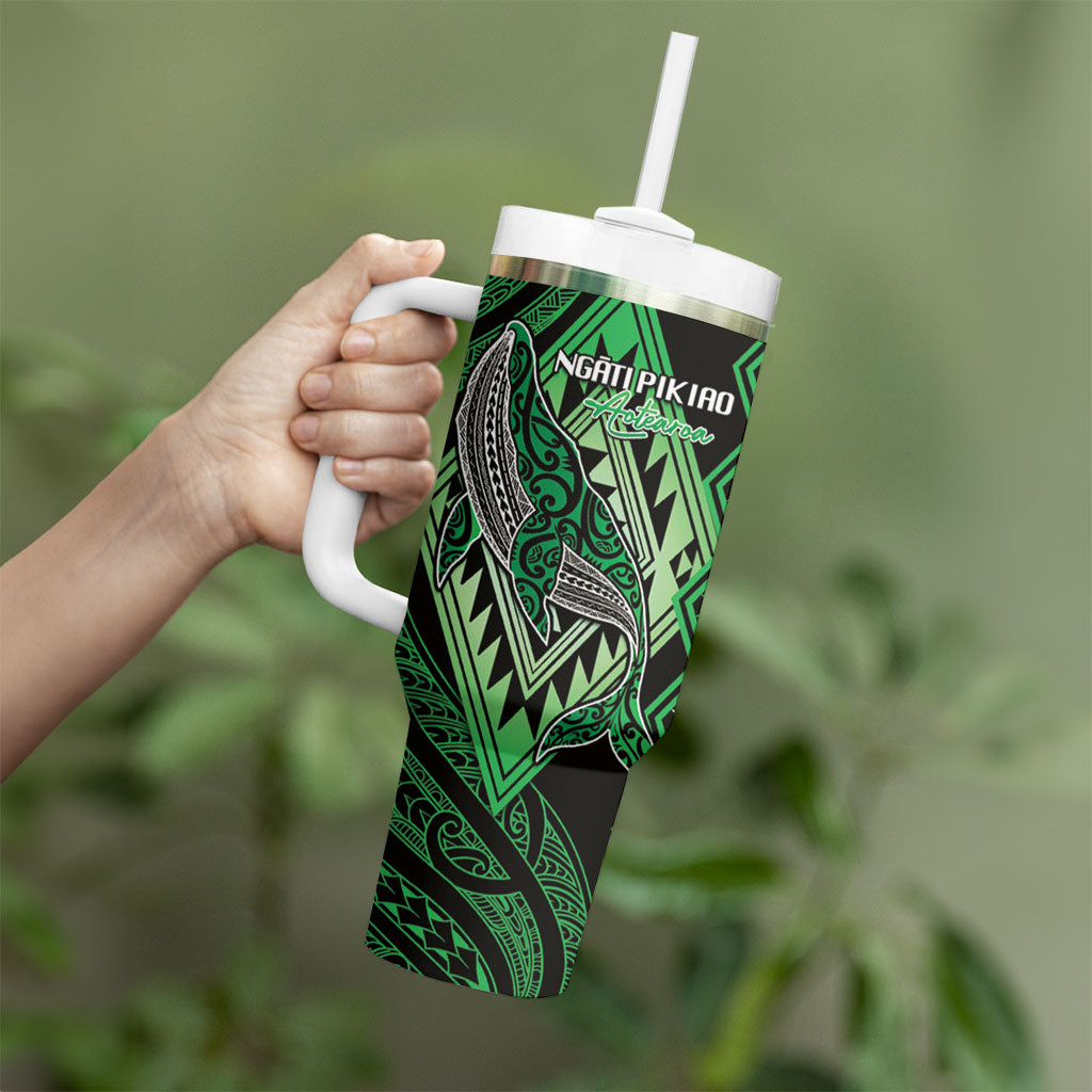 Aotearoa Iwi Ngati Pikiao Personalised Tumbler With Handle NZ Maori Humpback Whale Taniko Motifs