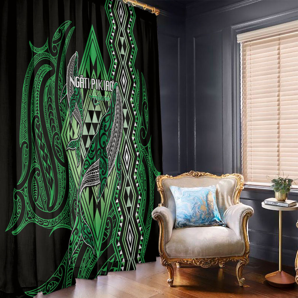 Aotearoa Iwi Ngati Pikiao Window Curtain NZ Maori Humpback Whale Taniko Motifs