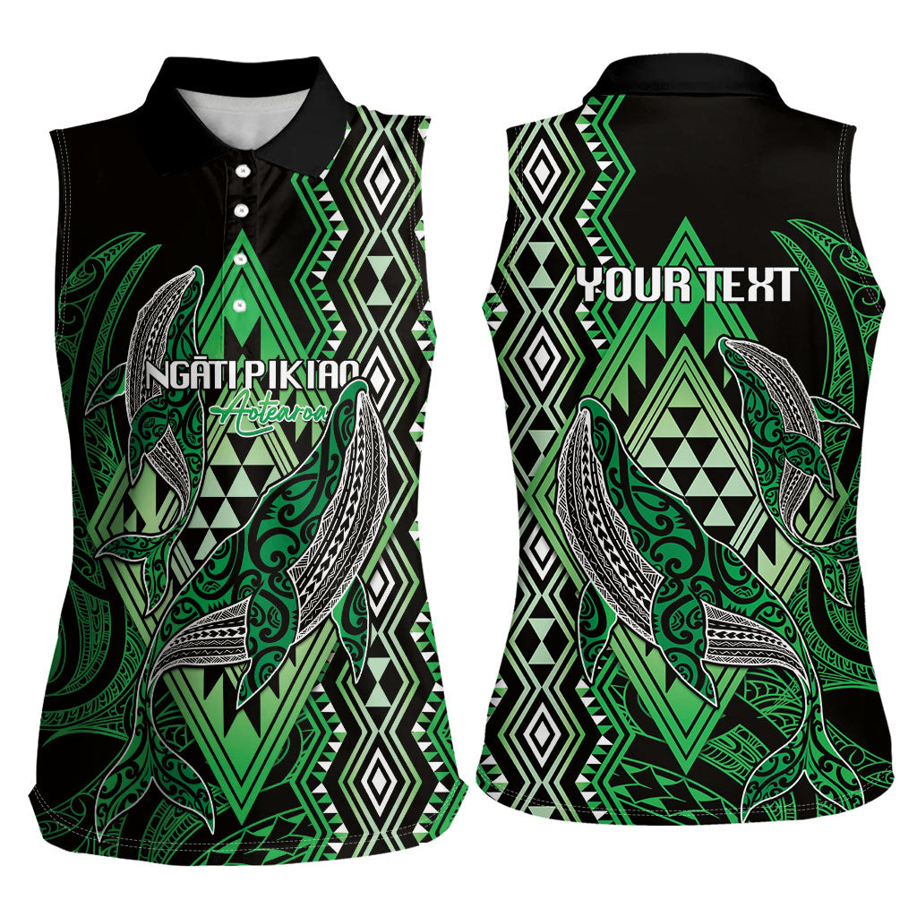 Aotearoa Iwi Ngati Pikiao Personalised Women Sleeveless Polo Shirt NZ Maori Humpback Whale Taniko Motifs