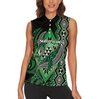 Aotearoa Iwi Ngati Pikiao Personalised Women Sleeveless Polo Shirt NZ Maori Humpback Whale Taniko Motifs