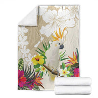 New Zealand Cacatua Galerita Blanket Aotearoa Cockatoo Tropical Flowers