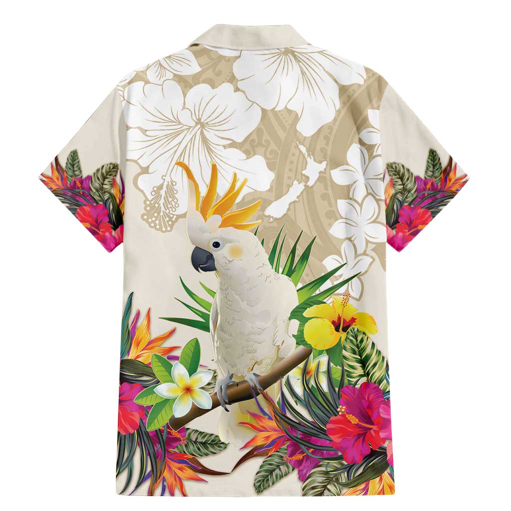 New Zealand Cacatua Galerita Family Matching Mermaid Dress and Hawaiian Shirt Aotearoa Cockatoo Tropical Flowers