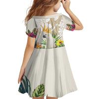 New Zealand Cacatua Galerita Family Matching Off The Shoulder Long Sleeve Dress and Hawaiian Shirt Aotearoa Cockatoo Tropical Flowers