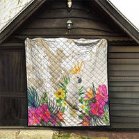 New Zealand Cacatua Galerita Quilt Aotearoa Cockatoo Tropical Flowers