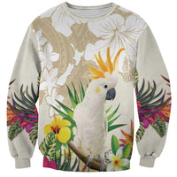 New Zealand Cacatua Galerita Sweatshirt Aotearoa Cockatoo Tropical Flowers