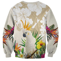 New Zealand Cacatua Galerita Sweatshirt Aotearoa Cockatoo Tropical Flowers