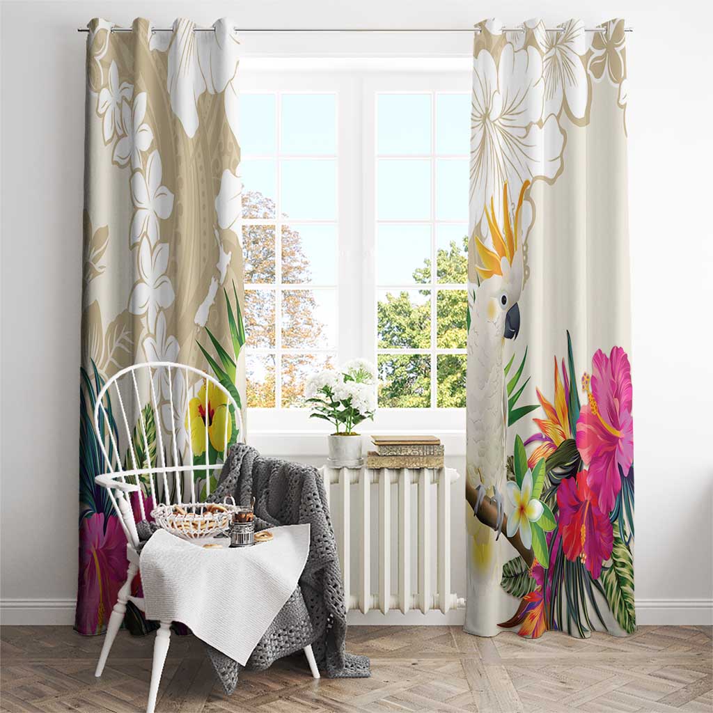 New Zealand Cacatua Galerita Window Curtain Aotearoa Cockatoo Tropical Flowers