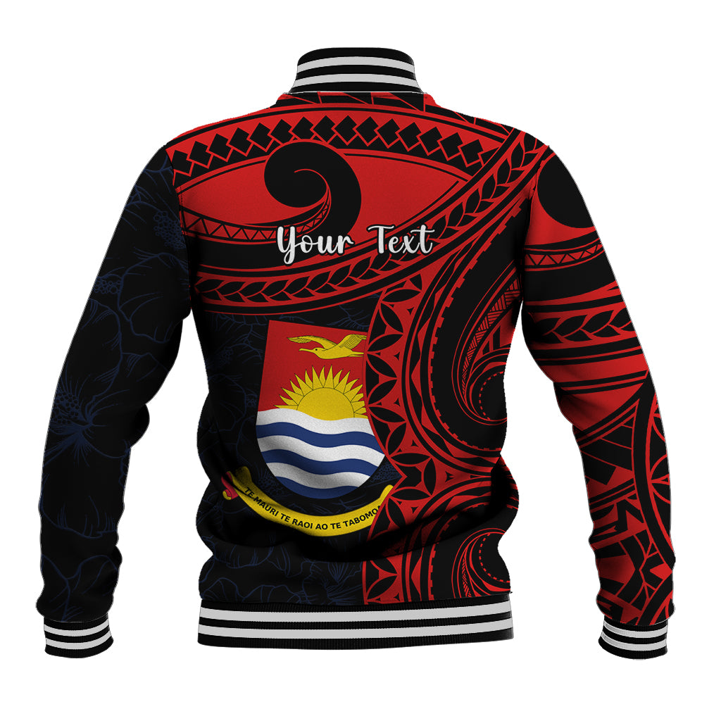 Personalised Kiribati Human Rights Day Baseball Jacket Coat Of Arms With Polynesian Tropical Flowers LT14 - Polynesian Pride