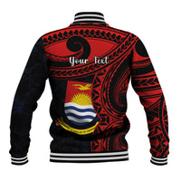 Personalised Kiribati Human Rights Day Baseball Jacket Coat Of Arms With Polynesian Tropical Flowers LT14 - Polynesian Pride