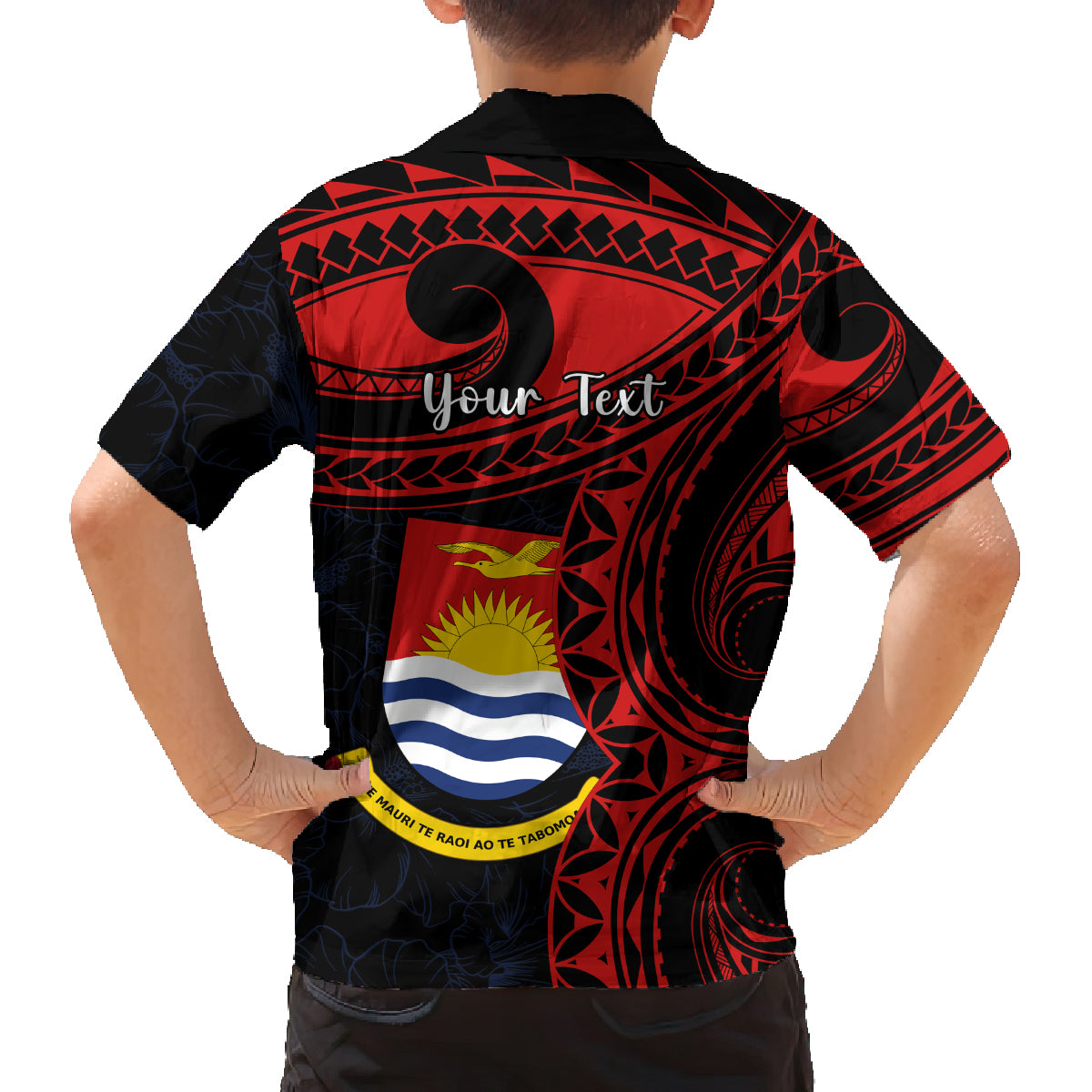 Personalised Kiribati Human Rights Day Family Matching Summer Maxi Dress and Hawaiian Shirt Coat Of Arms With Polynesian Tropical Flowers LT14 - Polynesian Pride