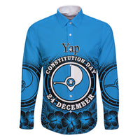 Personalised Yap Constitution Day Family Matching Puletasi Dress and Hawaiian Shirt FSM Seal Happy 24 December LT14 Dad's Shirt - Long Sleeve Blue - Polynesian Pride
