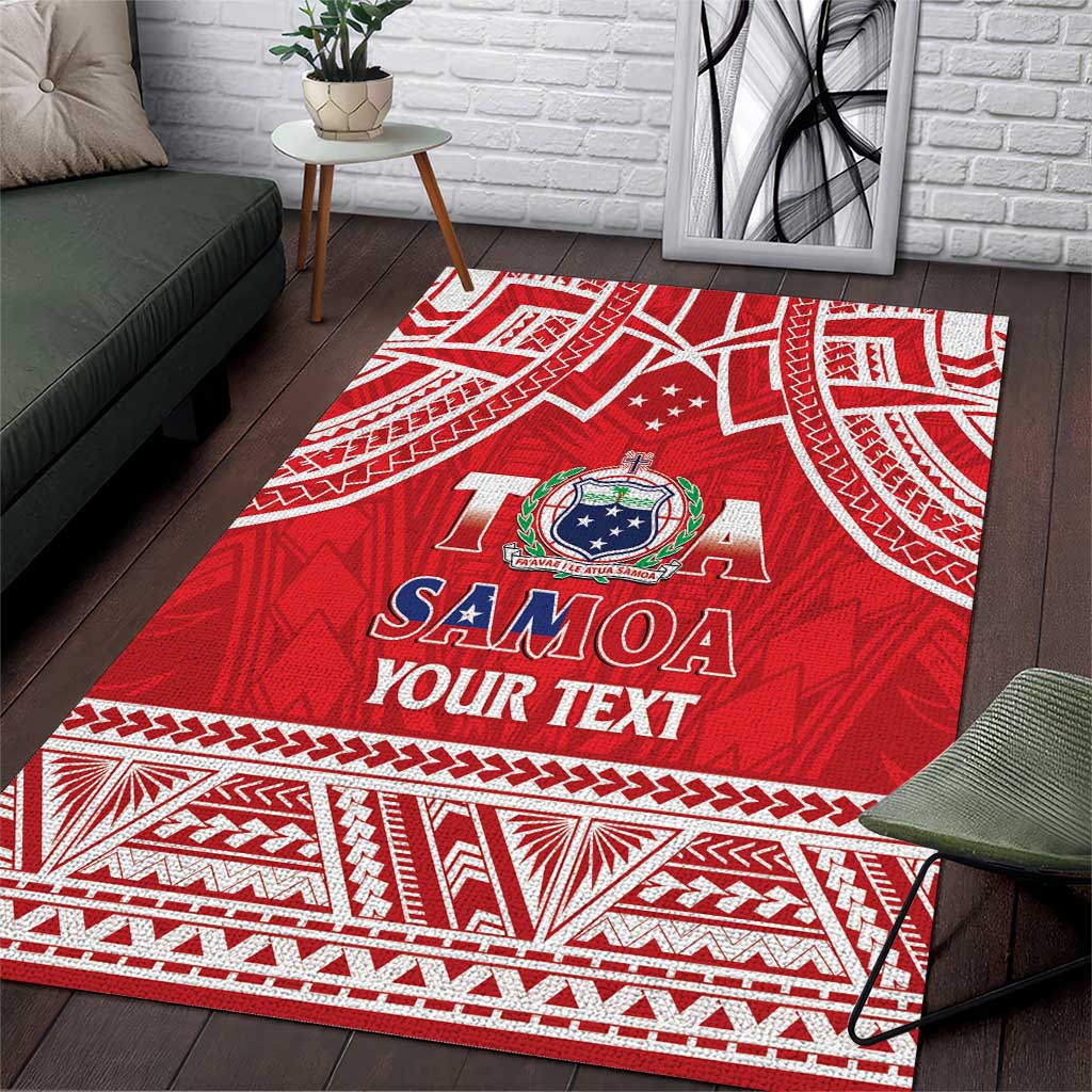 Samoa Rugby Custom Area Rug Toa Samoa Pacific Sporty Red - Polynesian Pride