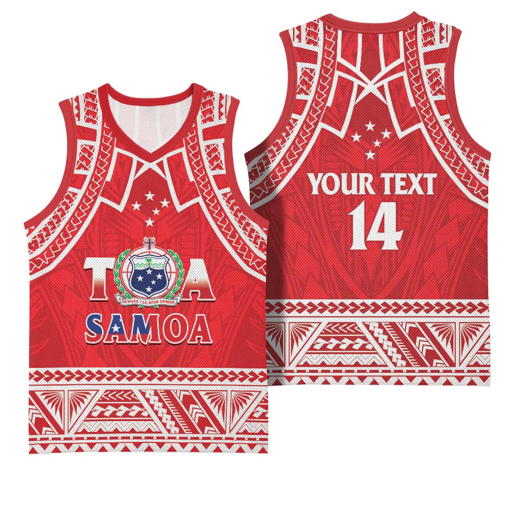 Samoa Rugby Custom Basketball Jersey Toa Samoa Pacific Sporty Red - Polynesian Pride