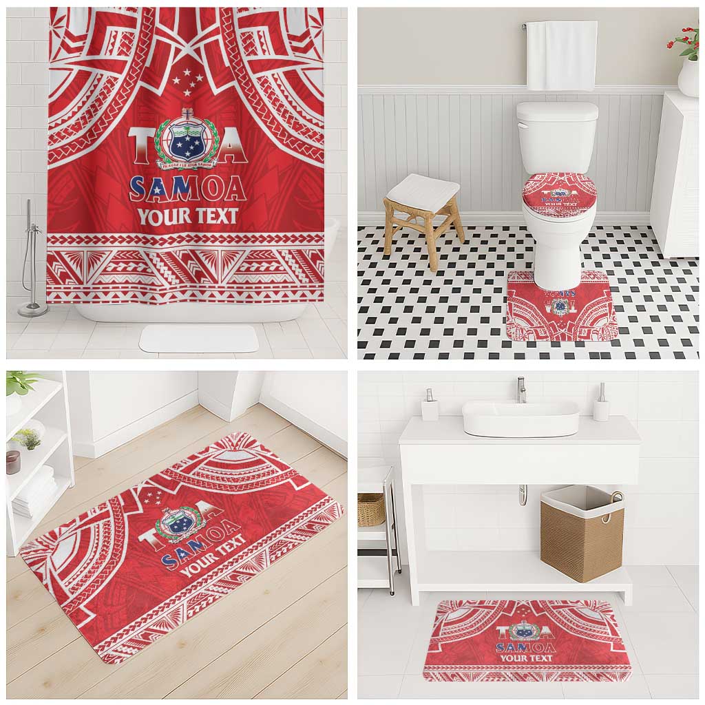 Samoa Rugby Custom Bathroom Set Toa Samoa Pacific Sporty Red - Polynesian Pride