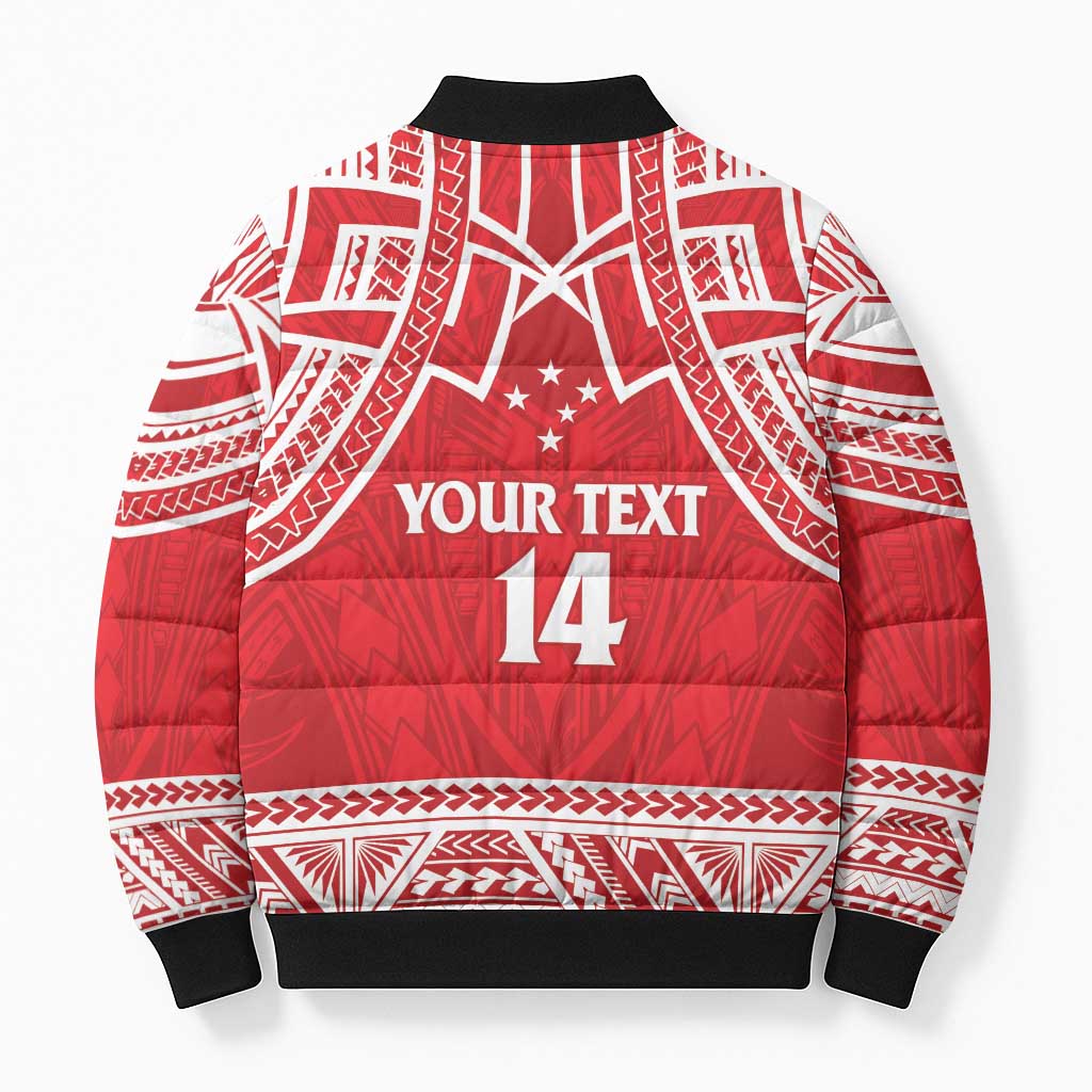 Samoa Rugby Custom Bomber Puffer Jacket Toa Samoa Pacific Sporty Red - Polynesian Pride