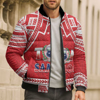Samoa Rugby Custom Bomber Puffer Jacket Toa Samoa Pacific Sporty Red - Polynesian Pride