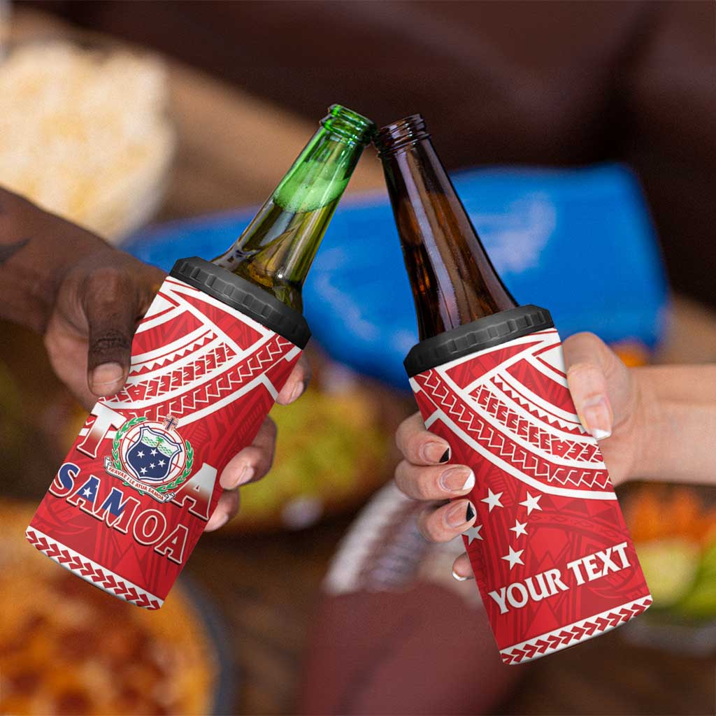 Samoa Rugby Custom 4 in 1 Can Cooler Tumbler Toa Samoa Pacific Sporty Red - Polynesian Pride