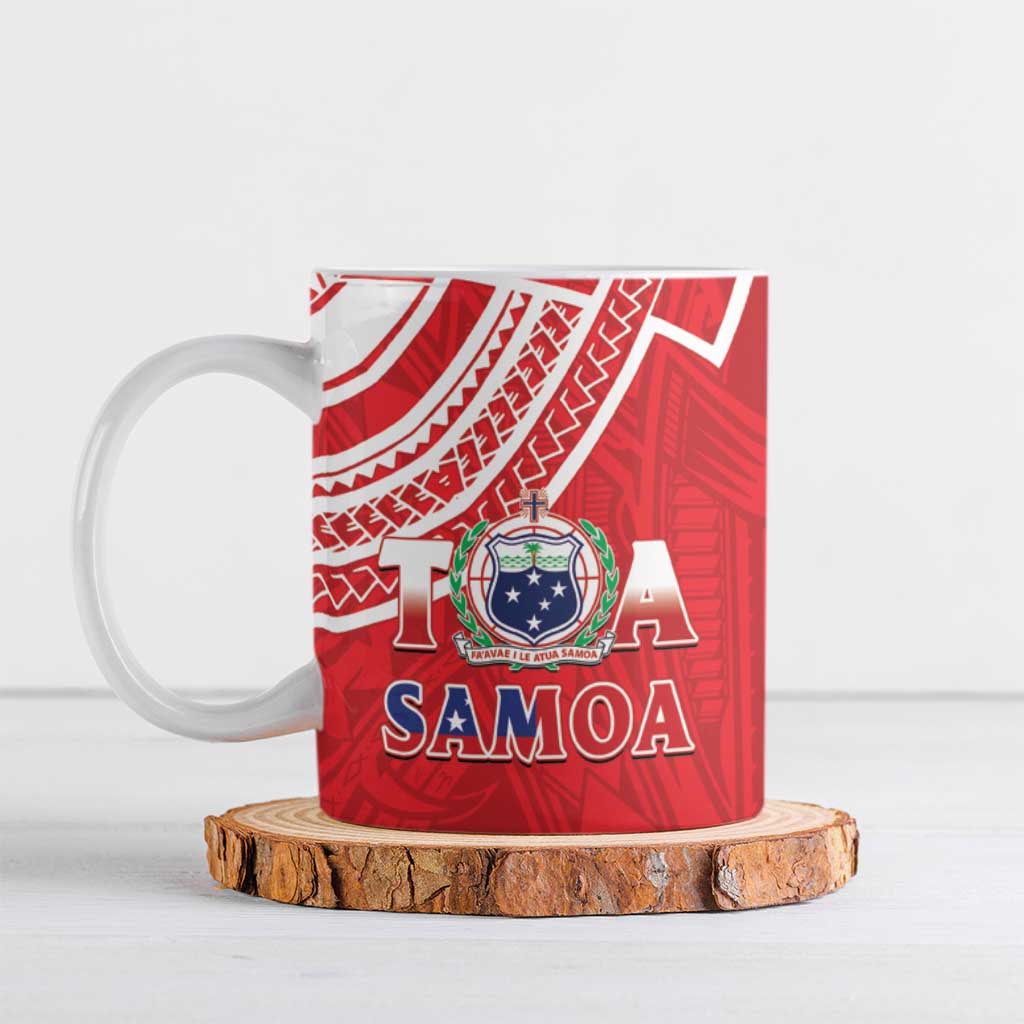 Samoa Rugby Custom Ceramic Mug Toa Samoa Pacific Sporty Red - Polynesian Pride