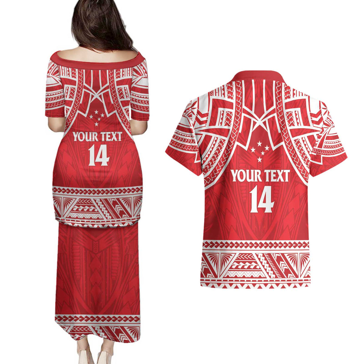 Samoa Rugby Custom Couples Matching Puletasi and Hawaiian Shirt Toa Samoa Pacific Sporty Red - Polynesian Pride