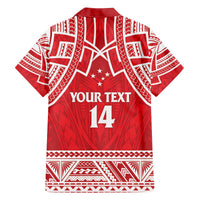 Samoa Rugby Custom Family Matching Off The Shoulder Long Sleeve Dress and Hawaiian Shirt Toa Samoa Pacific Sporty Red - Polynesian Pride
