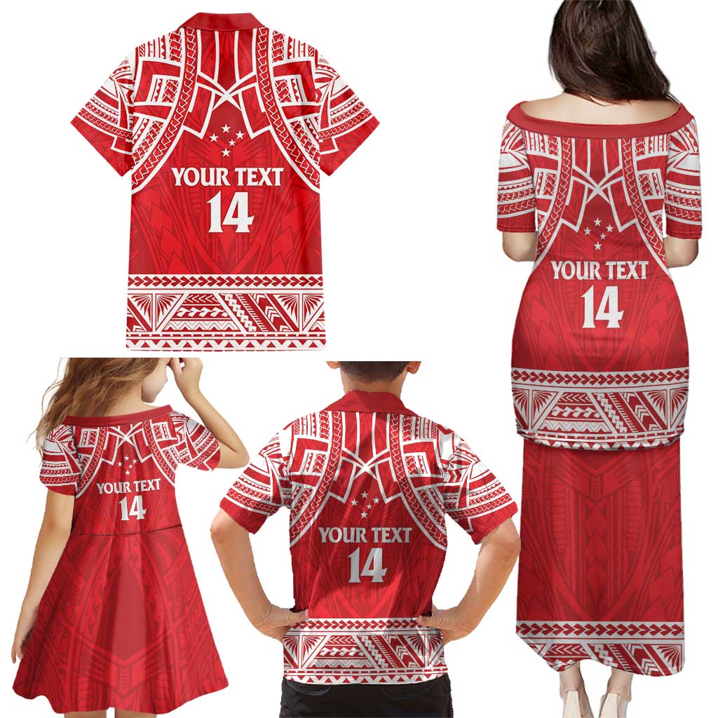 Samoa Rugby Custom Family Matching Puletasi and Hawaiian Shirt Toa Samoa Pacific Sporty Red - Polynesian Pride