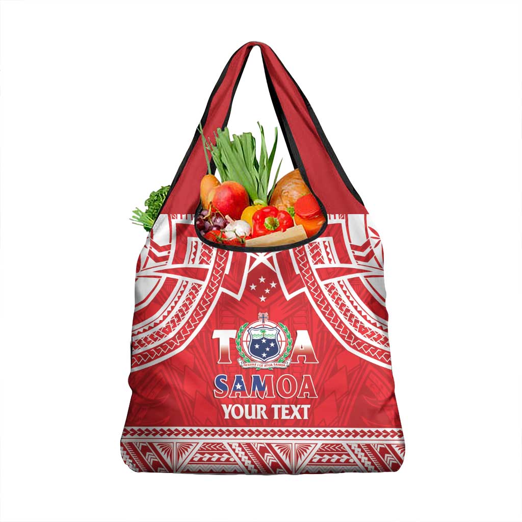 Samoa Rugby Custom Grocery Bag Toa Samoa Pacific Sporty Red - Polynesian Pride